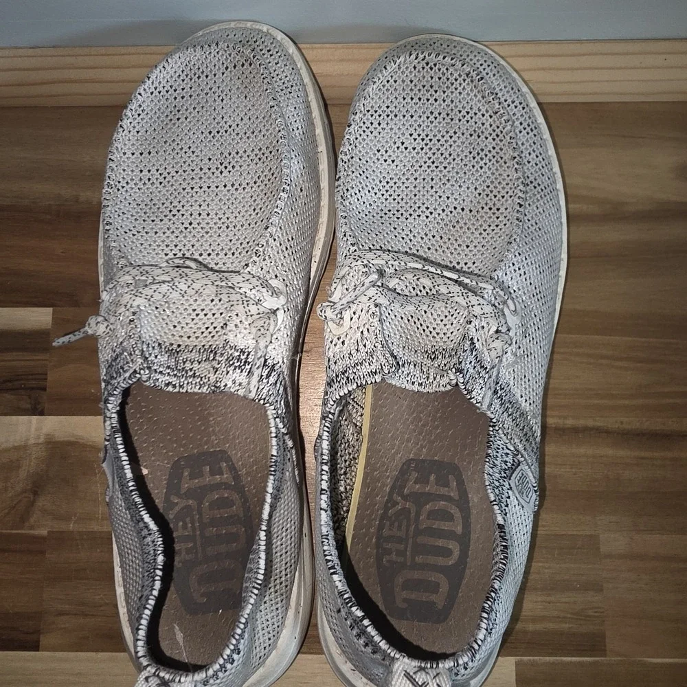 Hey Dude Shoes Womens 7 Stone White Wendy Sox Slip On Loafers‎ Preppy Casual